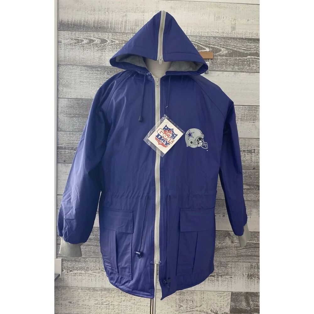 Game Day NFL Dallas Cowboys Rain Coat with Quilted Flannel Lining Hooded Large